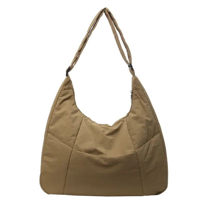 New Nylon Cotton College Student Tote Bag Beige - Image 4