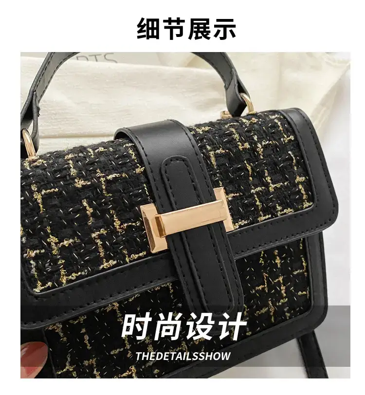 Women Houndstooth Shoulder Bag White 2024 — feature 2
