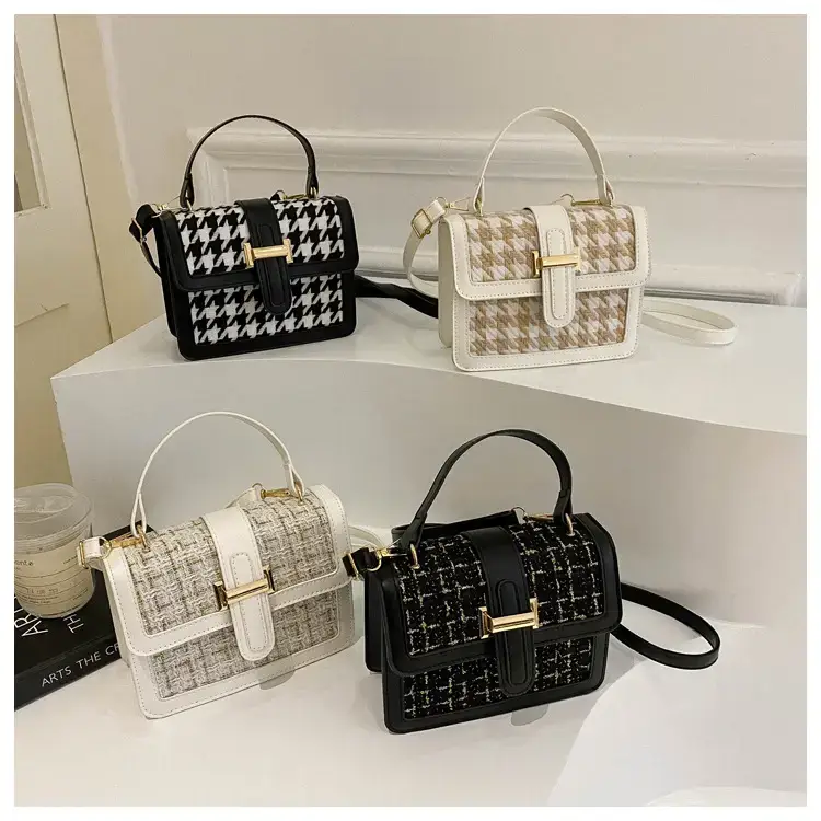 Women Houndstooth Shoulder Bag White 2024 — feature 20