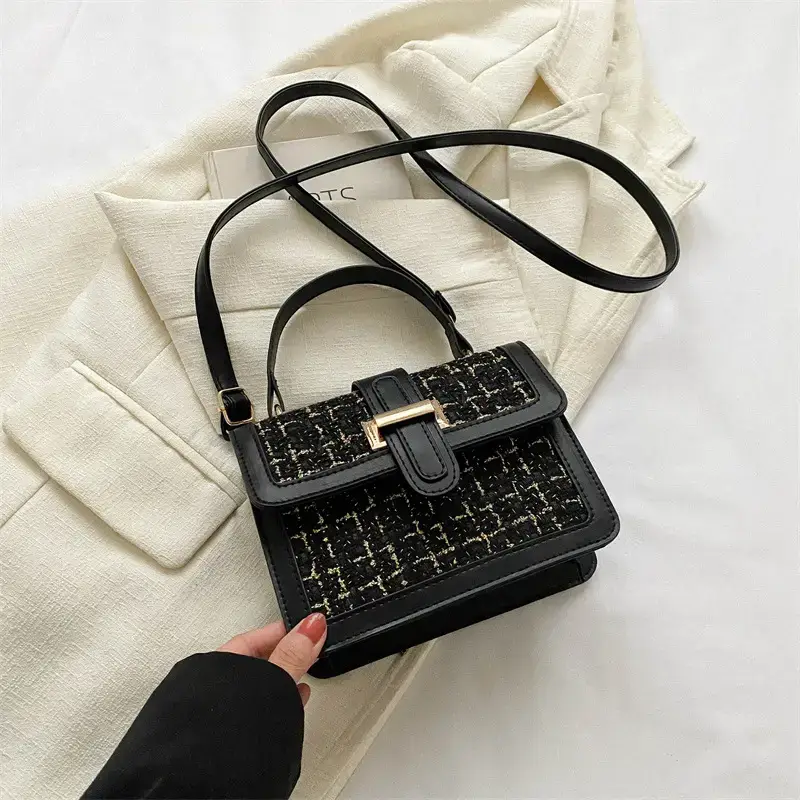 Women Houndstooth Shoulder Bag White 2024 - Image 3