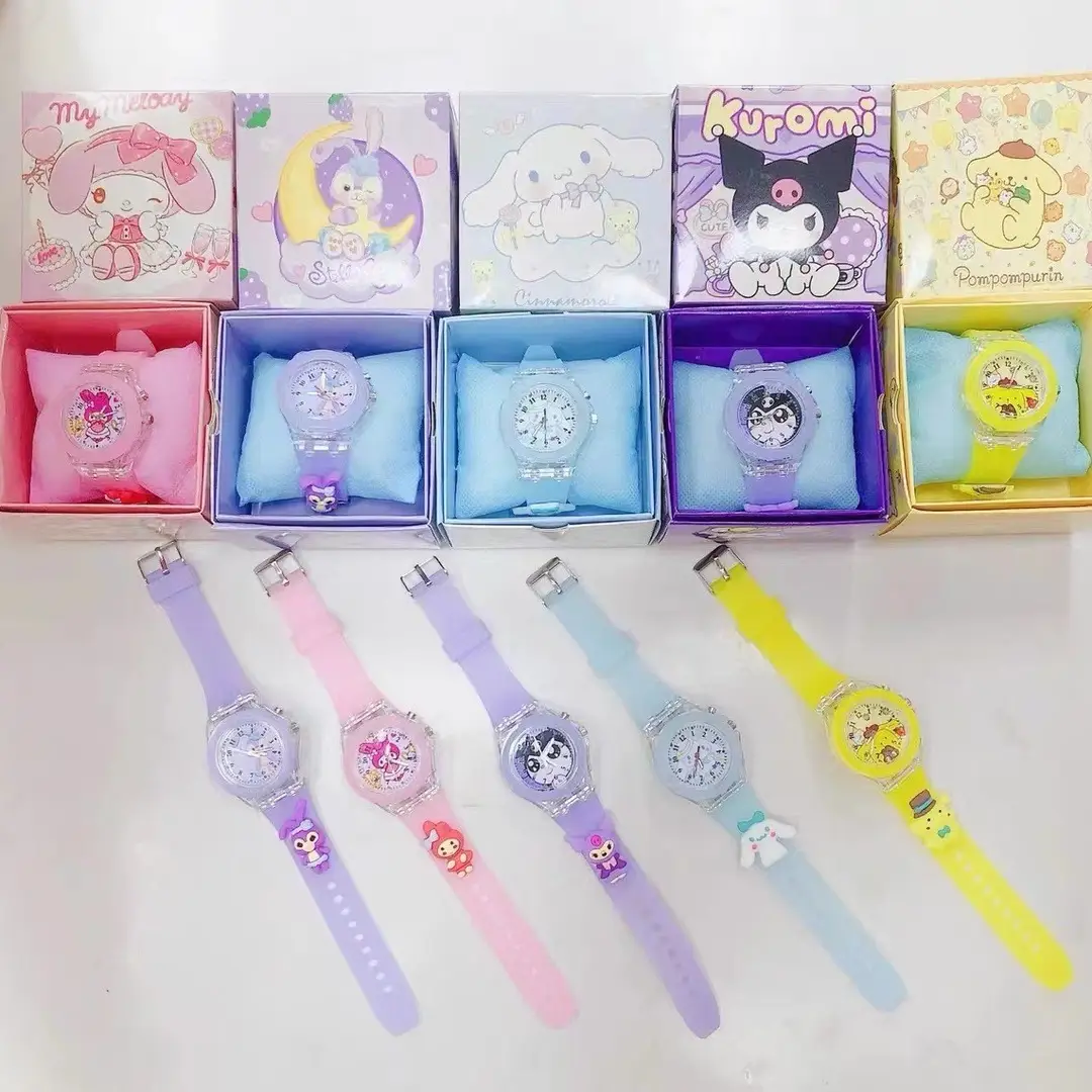 Sanrio Children's Luminous Watch Kuromi Cartoon Luminous Quartz Watch Wholesale Sanrio Authorized Cartoon Watch