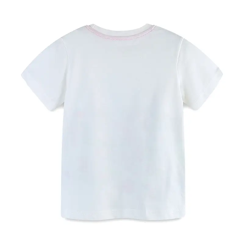 2025 Summer Boys White T-Shirt Round Neck Short Sleeve