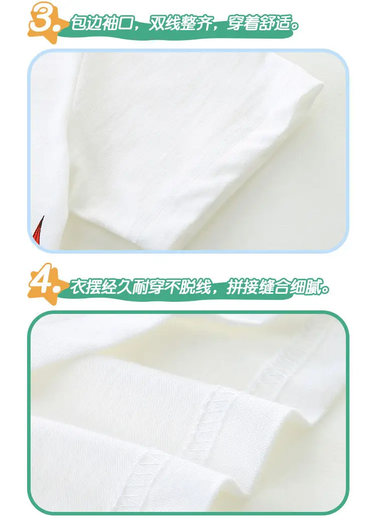 2025 Summer Boys White T-Shirt Round Neck Short Sleeve — feature 37