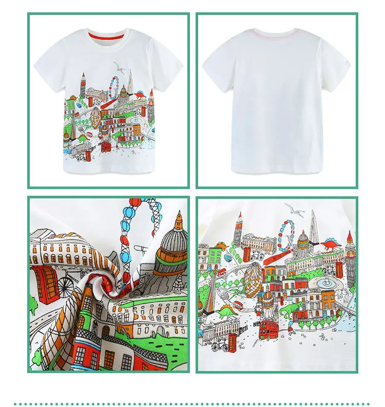 2025 Summer Boys White T-Shirt Round Neck Short Sleeve — feature 38