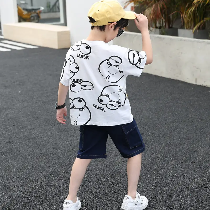 Kids Pink Bow Print Short Sleeve Suit Summer 2026 - Image 5