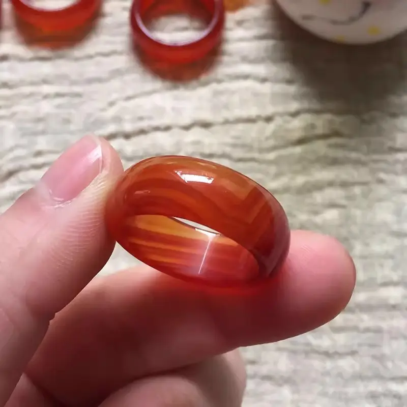 Agate Finger Ring Men Women Chalcedony Jade Simple Temperament - Image 4