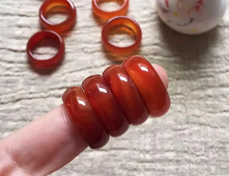 Agate Finger Ring Men Women Chalcedony Jade Simple Temperament — feature 3
