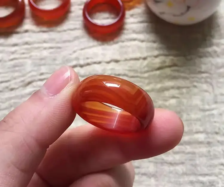 Agate Finger Ring Men Women Chalcedony Jade Simple Temperament — feature 5