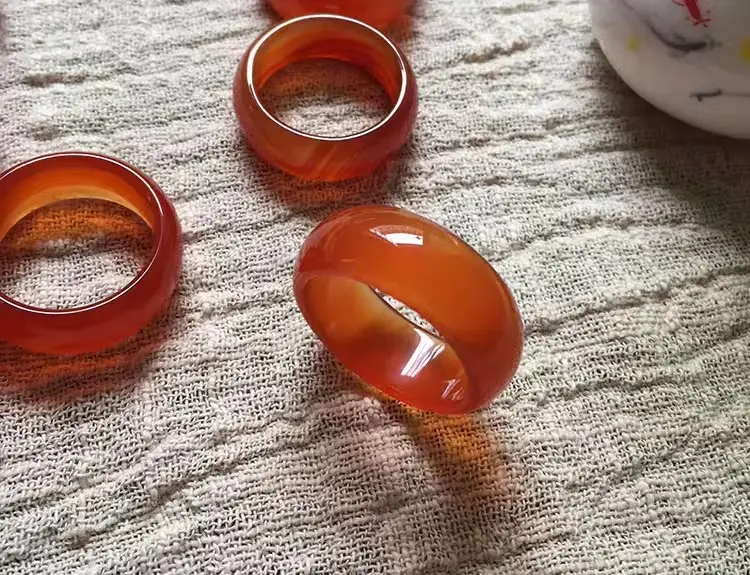 Agate Finger Ring Men Women Chalcedony Jade Simple Temperament — feature 6