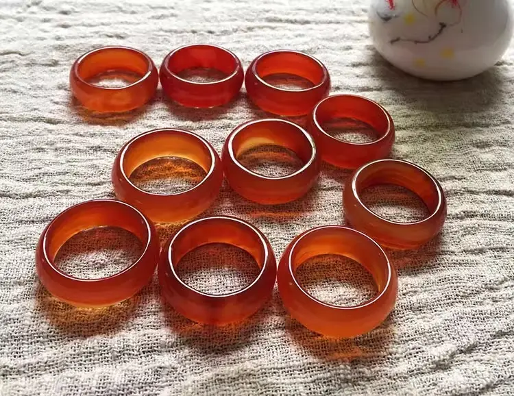 Agate Finger Ring Men Women Chalcedony Jade Simple Temperament — feature 7