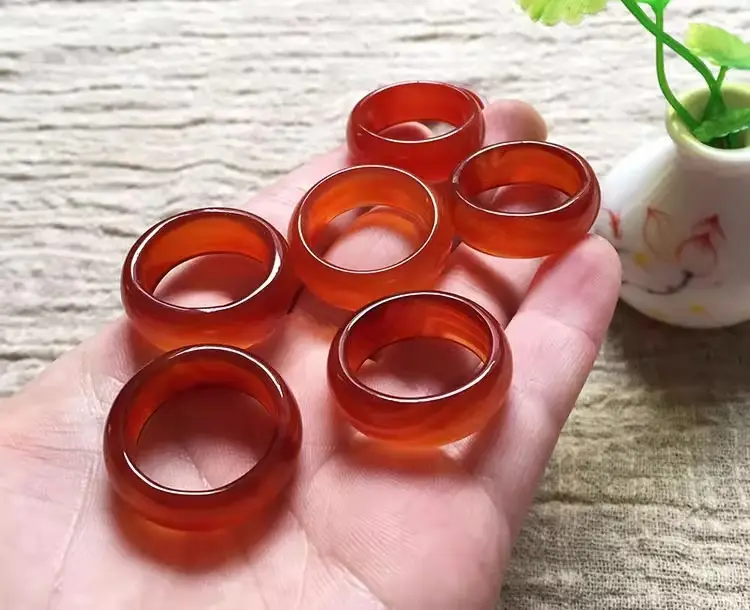 Agate Finger Ring Men Women Chalcedony Jade Simple Temperament — feature 8