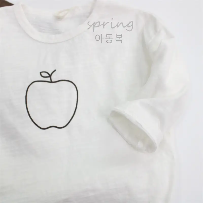 New Boys' Long Sleeve Apple Print T-Shirt Brown - Image 5