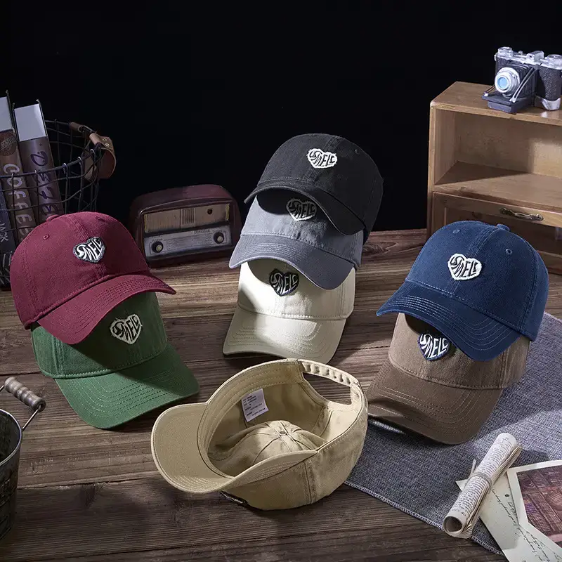 Washed Retro Embroidered Couple Cap Beige - Image 10