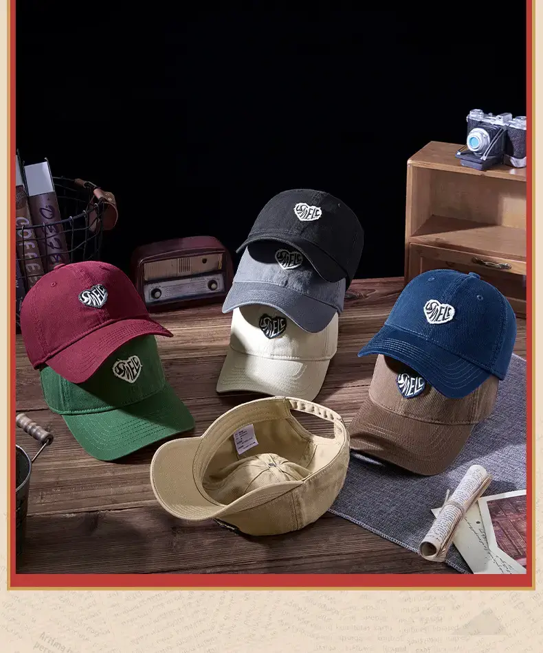 Washed Retro Embroidered Couple Cap Beige — feature 10