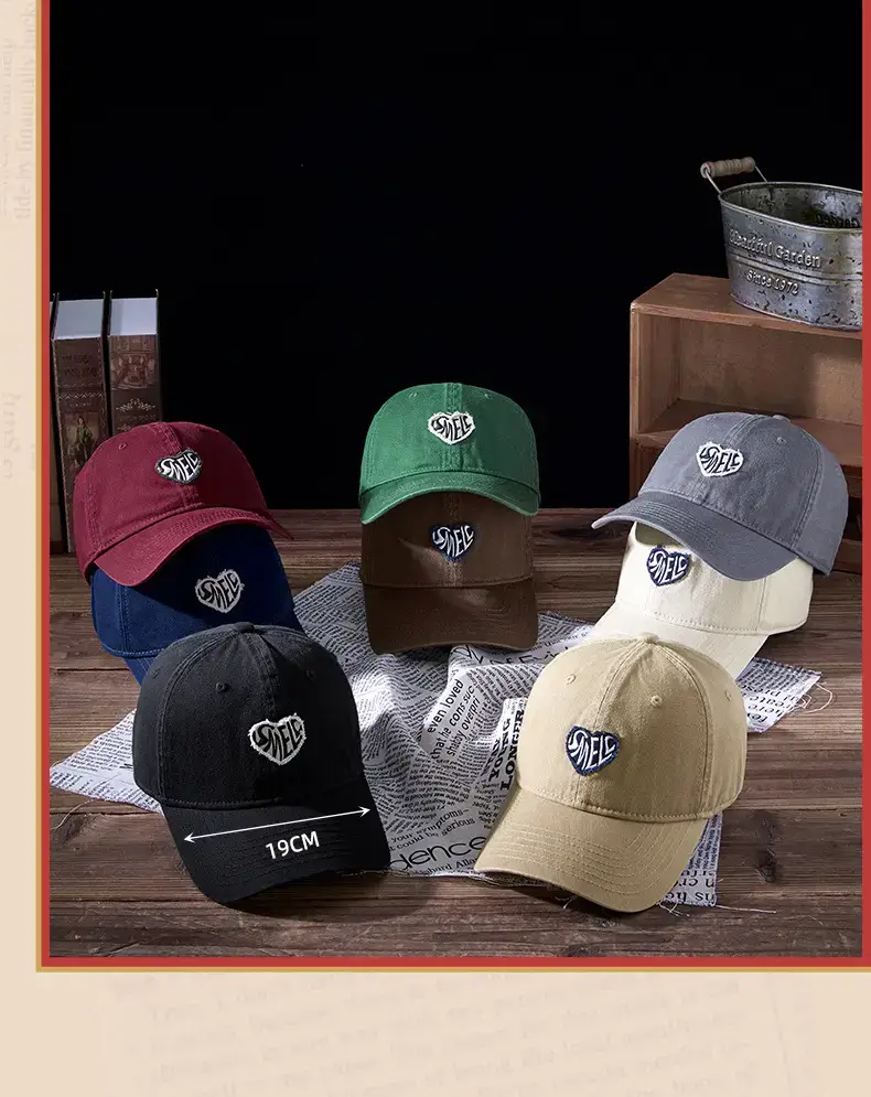 Washed Retro Embroidered Couple Cap Beige — feature 14