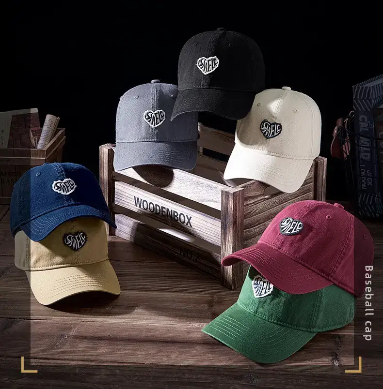 Washed Retro Embroidered Couple Cap Beige — feature 7