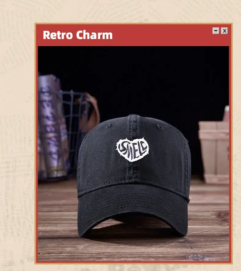 Washed Retro Embroidered Couple Cap Beige — feature 8
