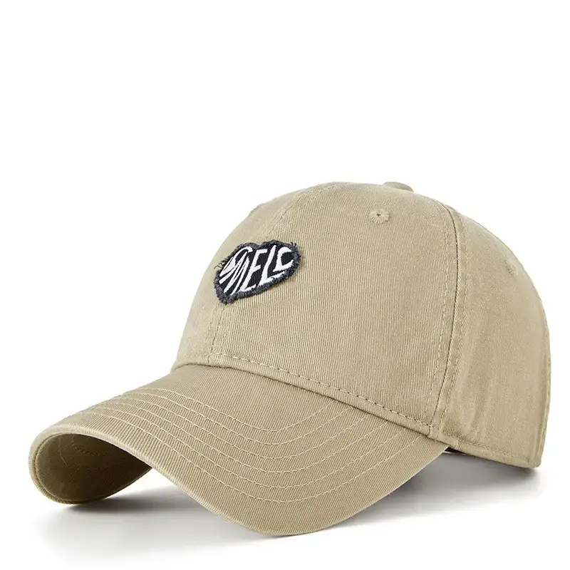 Washed Retro Embroidered Couple Cap Beige - Image 4