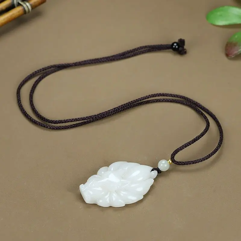 White Nine-Tailed Jade Pendant for Men Women Wealth Luck - Image 5