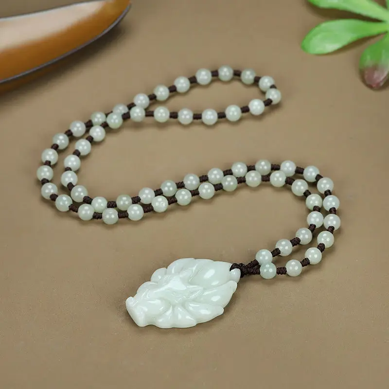 White Nine-Tailed Jade Pendant for Men Women Wealth Luck — feature 10