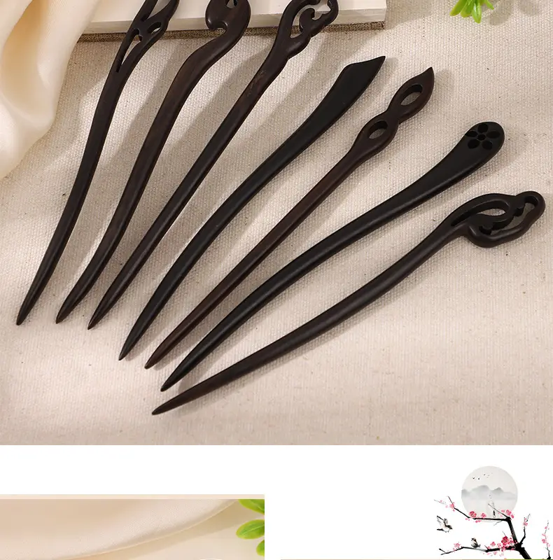 Antique Ebony Hairpin Wooden Hairpin for Hanfu Accessories — feature 10