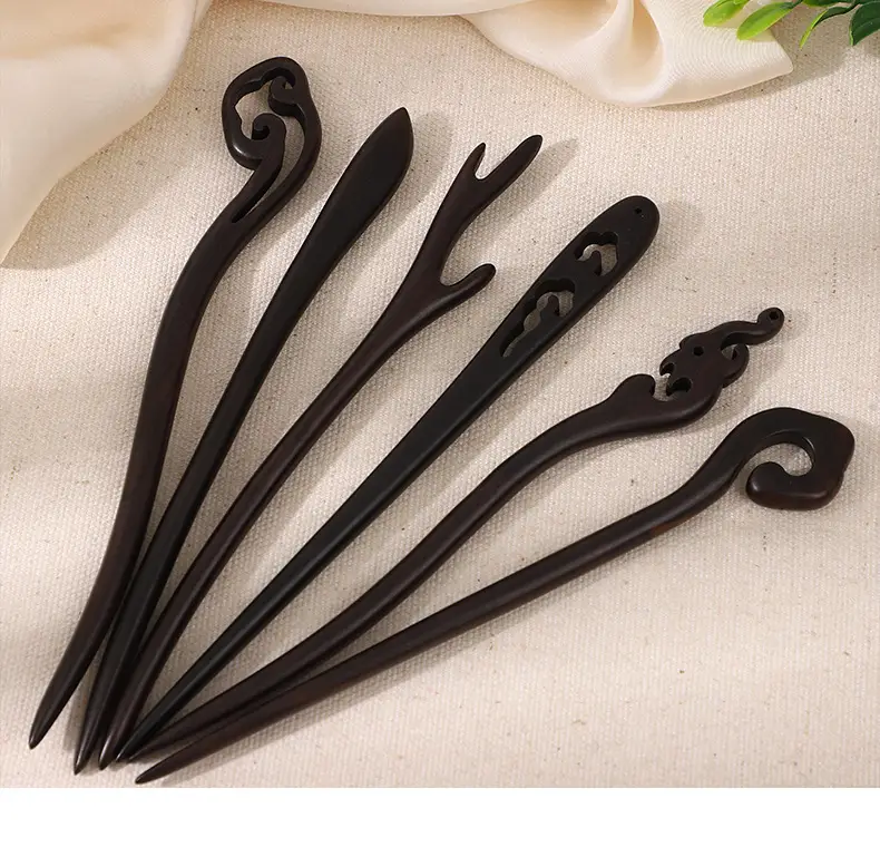 Antique Ebony Hairpin Wooden Hairpin for Hanfu Accessories — feature 14