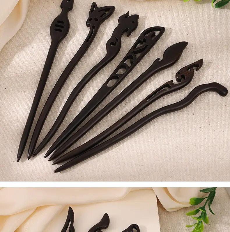 Antique Ebony Hairpin Wooden Hairpin for Hanfu Accessories — feature 9