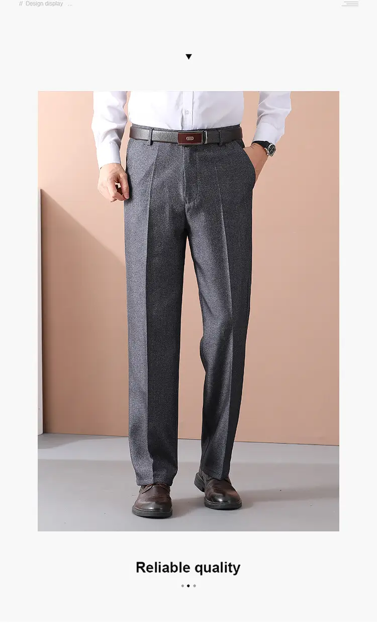 Dark Gray Fleece Lined Dad Pants for Men — feature 9