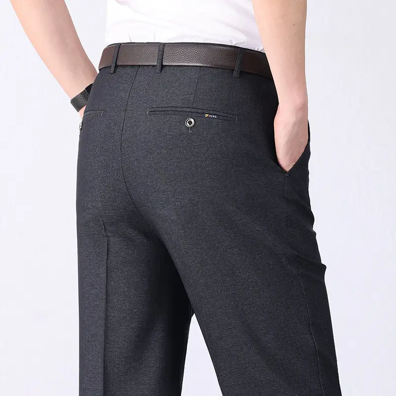 Dark Gray Fleece Lined Dad Pants for Men - Image 2
