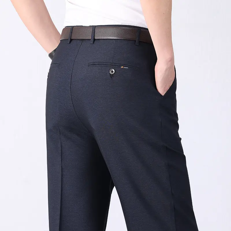 Dark Gray Fleece Lined Dad Pants for Men - Image 3