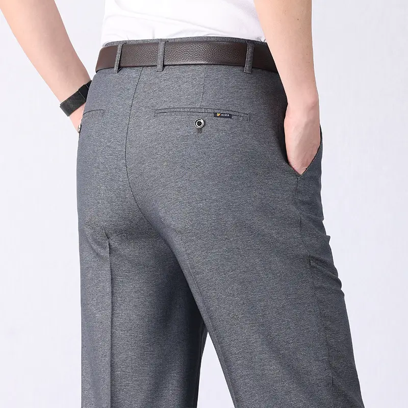 Dark Gray Fleece Lined Dad Pants for Men - Image 4