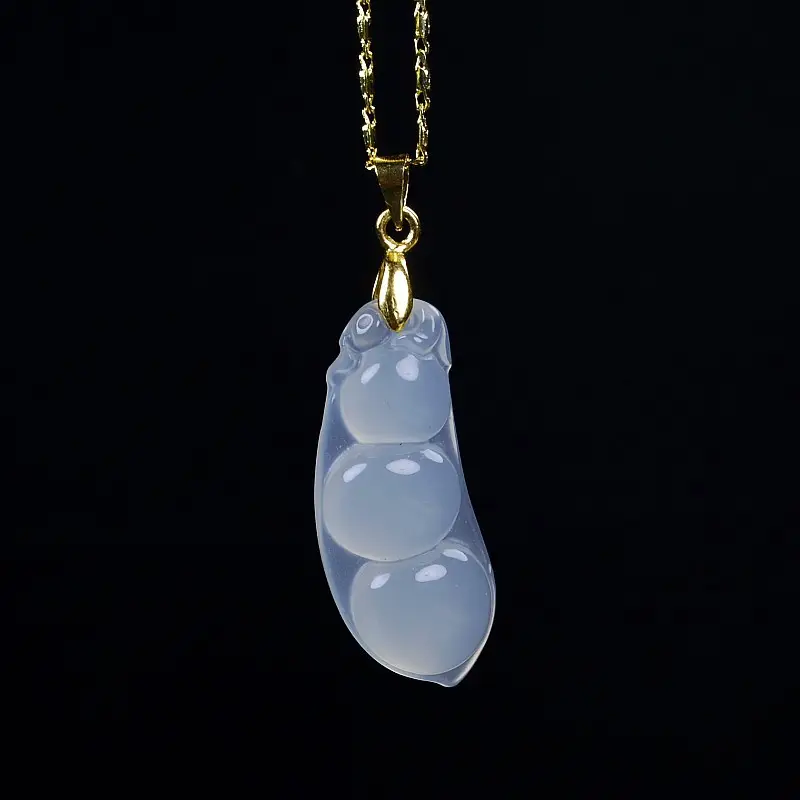 Elegant Chalcedony Lucky Bean Pendant Necklace for Women — feature 3