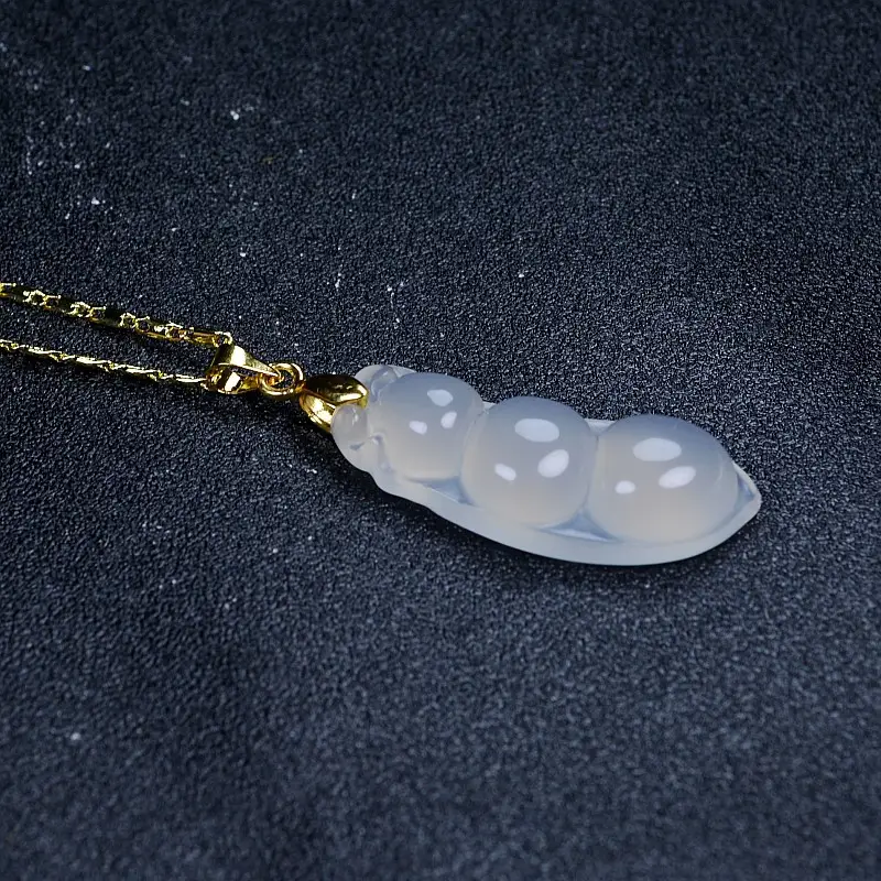 Elegant Chalcedony Lucky Bean Pendant Necklace for Women — feature 4