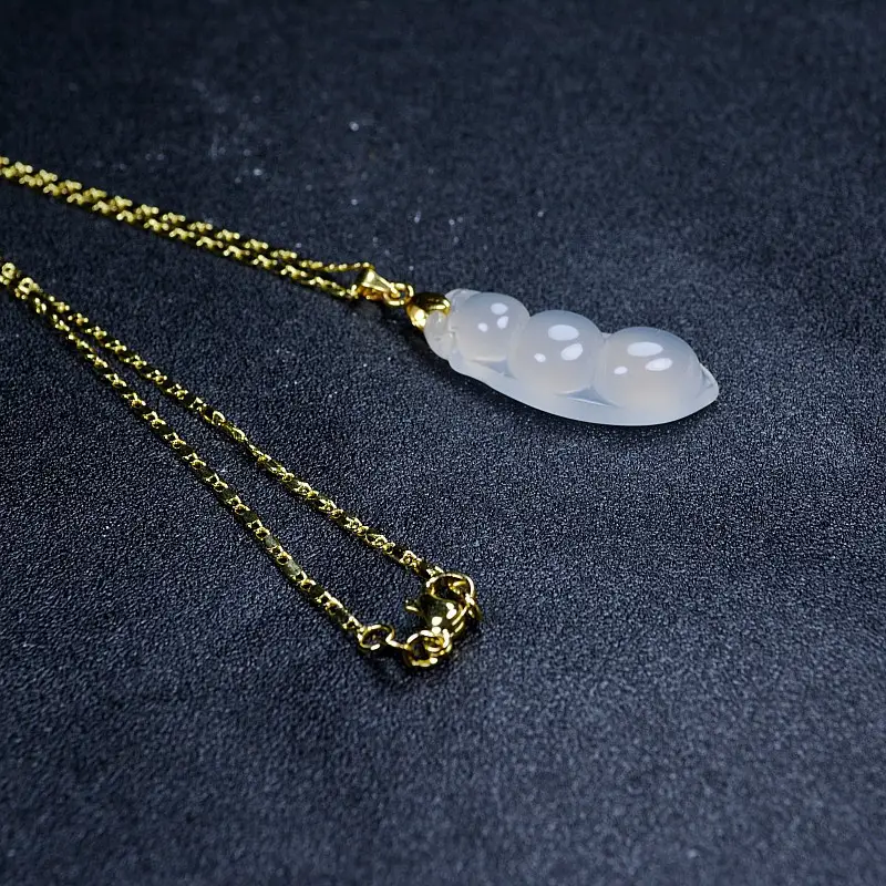 Elegant Chalcedony Lucky Bean Pendant Necklace for Women — feature 6