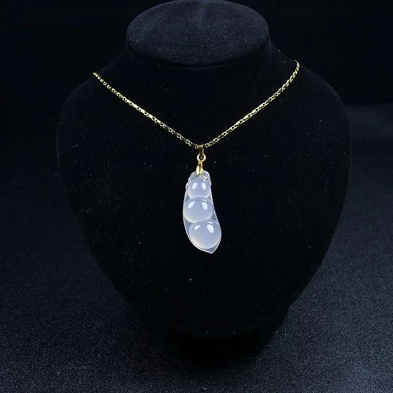 Elegant Chalcedony Lucky Bean Pendant Necklace for Women — feature 7