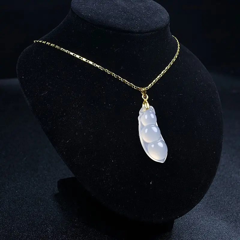 Elegant Chalcedony Lucky Bean Pendant Necklace for Women — feature 8