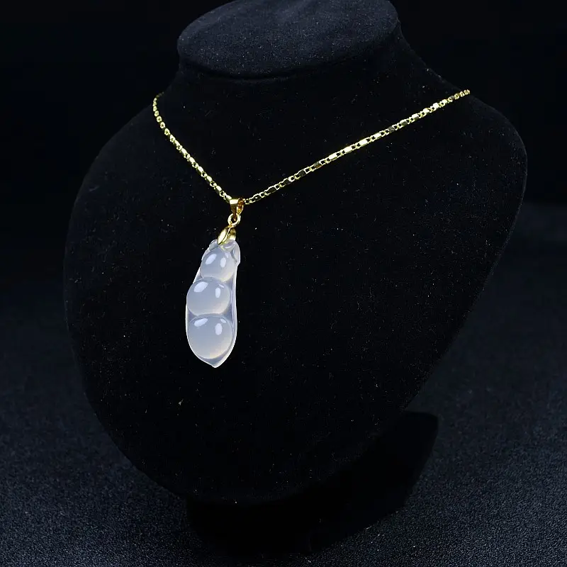Elegant Chalcedony Lucky Bean Pendant Necklace for Women — feature 9
