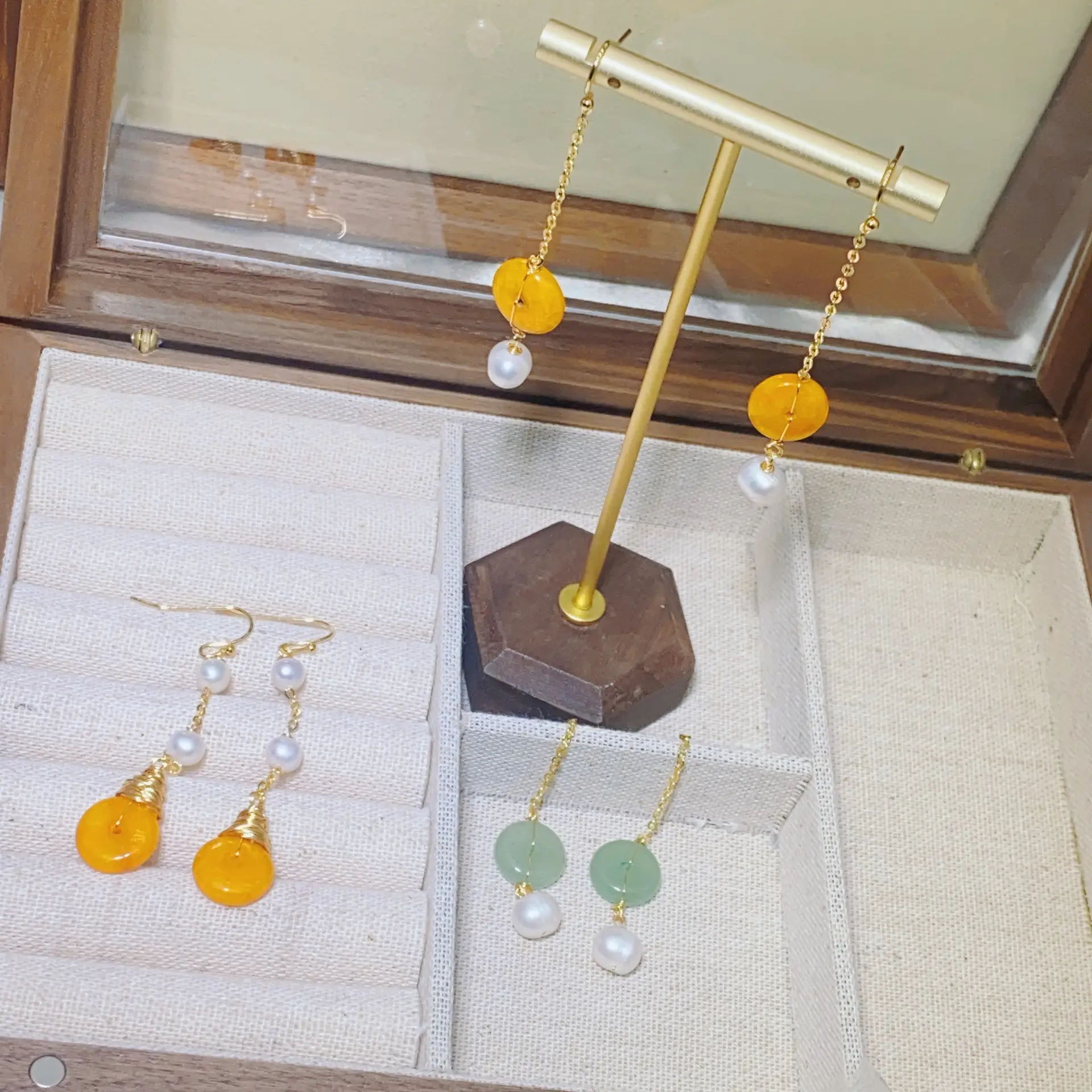 Fairy Palace Style Gold Jade Earrings Set — feature 10