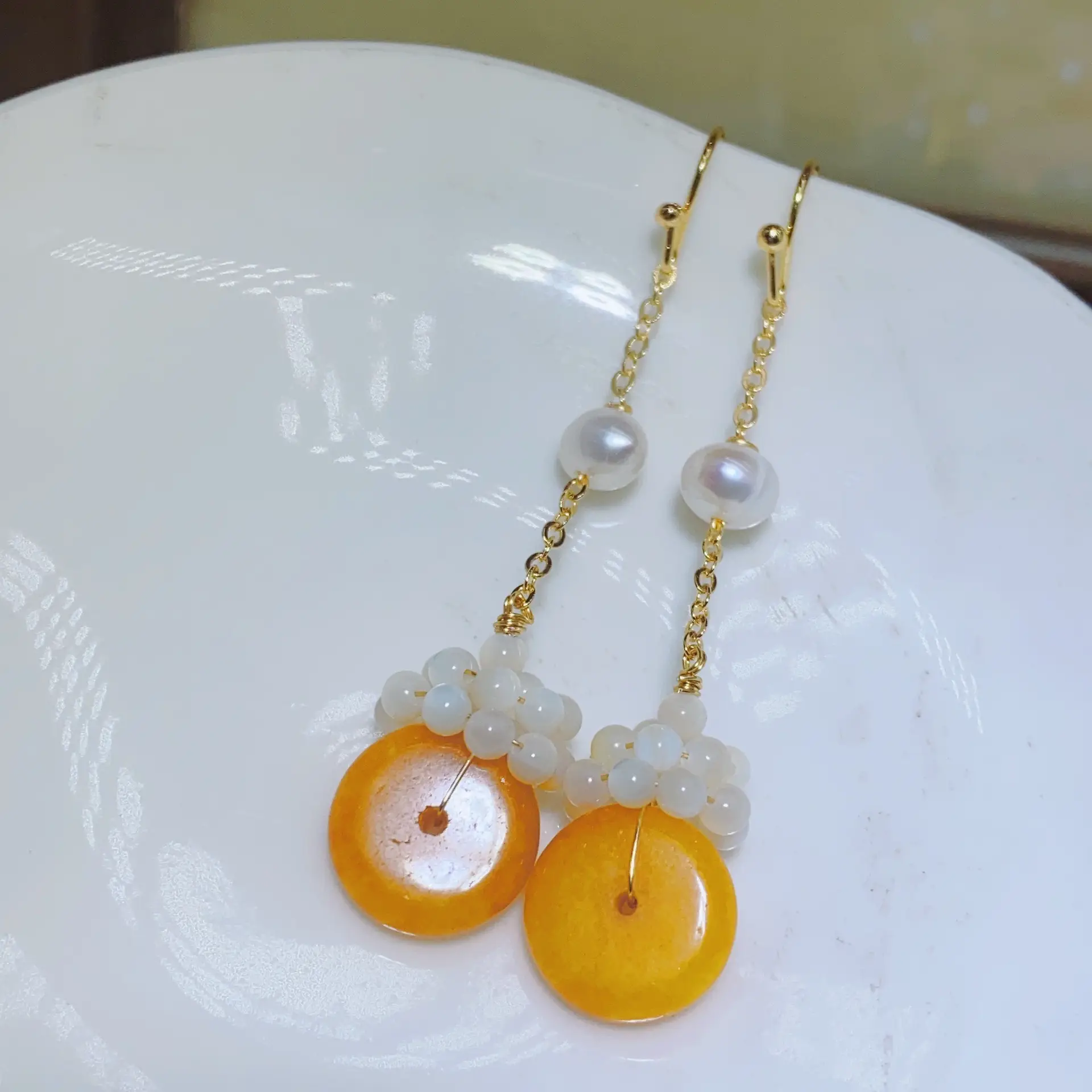Fairy Palace Style Gold Jade Earrings Set — feature 5