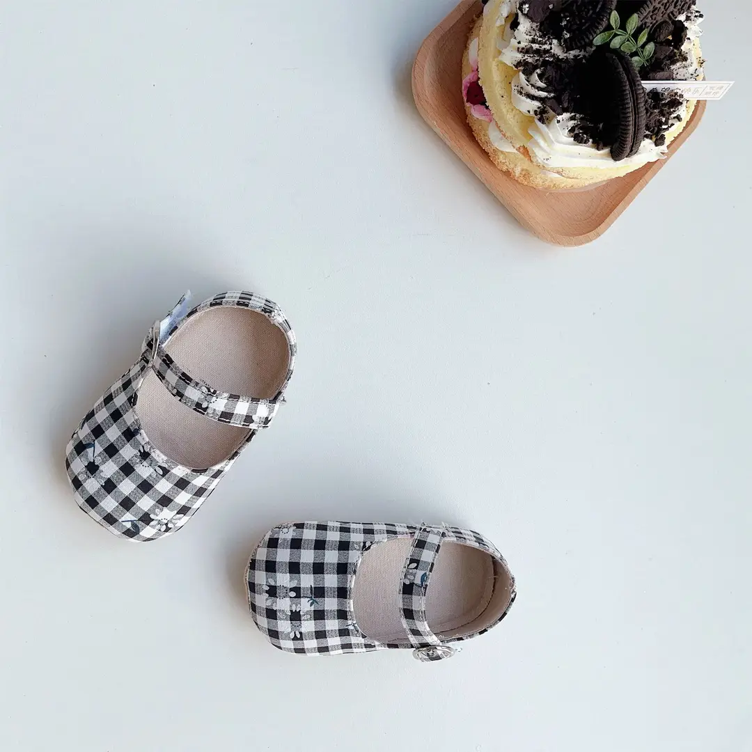 Directly Supplied from the Manufacturer, Korean Style Spring and Autumn Baby Shoes, Boys' Plaid Cloth Shoes, Girls' Soft-Soled Toddler Shoes, Plaid Shoes