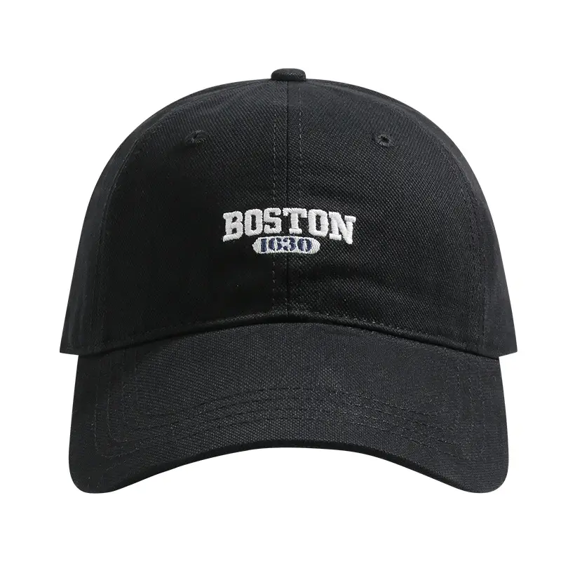 Women's Boston Field Hat Black Embroidered Peak Cap - Image 12