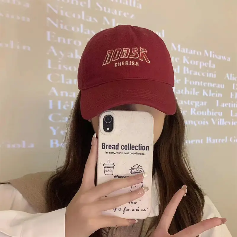 Women Red Letter Baseball Cap with Phone Cover - Image 9