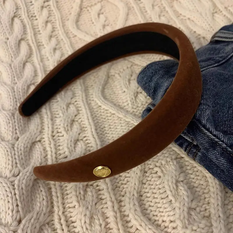 South Korea Vintage Velvet Skull Top Headband Gold - Image 2