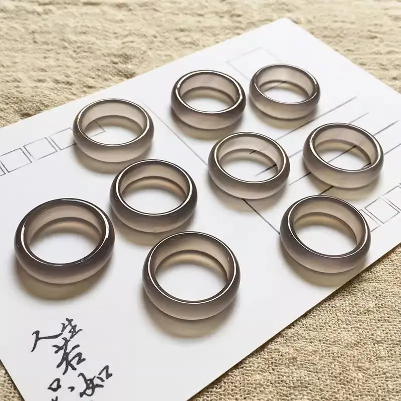 Grey Chalcedony Finger Ring for Men Women - Image 4