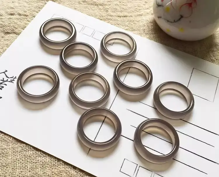 Grey Chalcedony Finger Ring for Men Women — feature 4