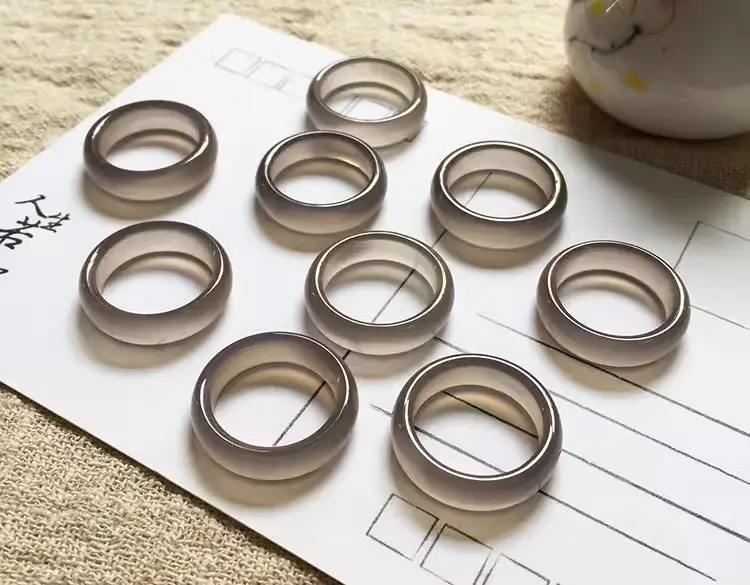 Grey Chalcedony Finger Ring for Men Women — feature 5