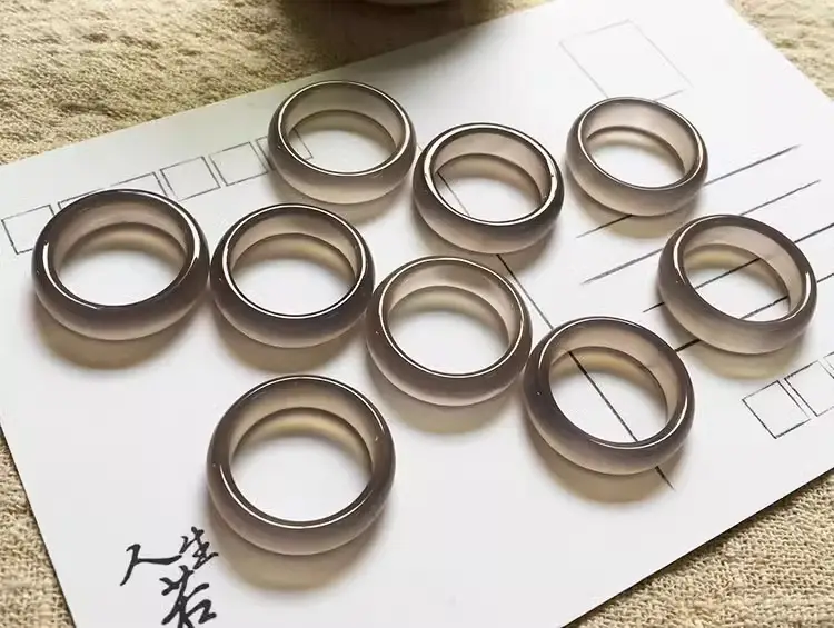 Grey Chalcedony Finger Ring for Men Women — feature 6