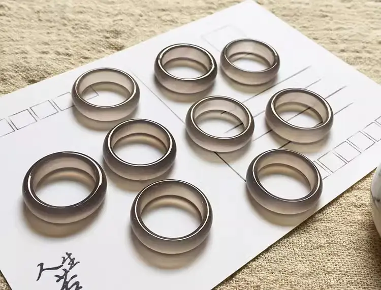 Grey Chalcedony Finger Ring for Men Women — feature 7