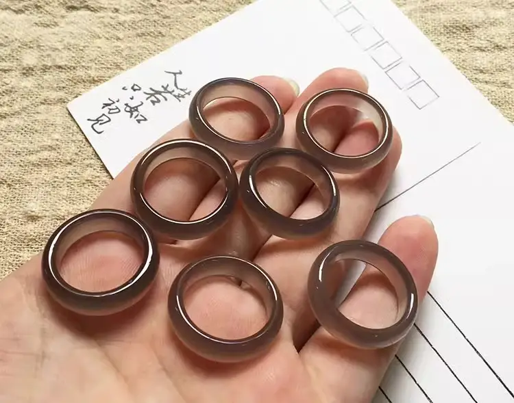 Grey Chalcedony Finger Ring for Men Women — feature 8