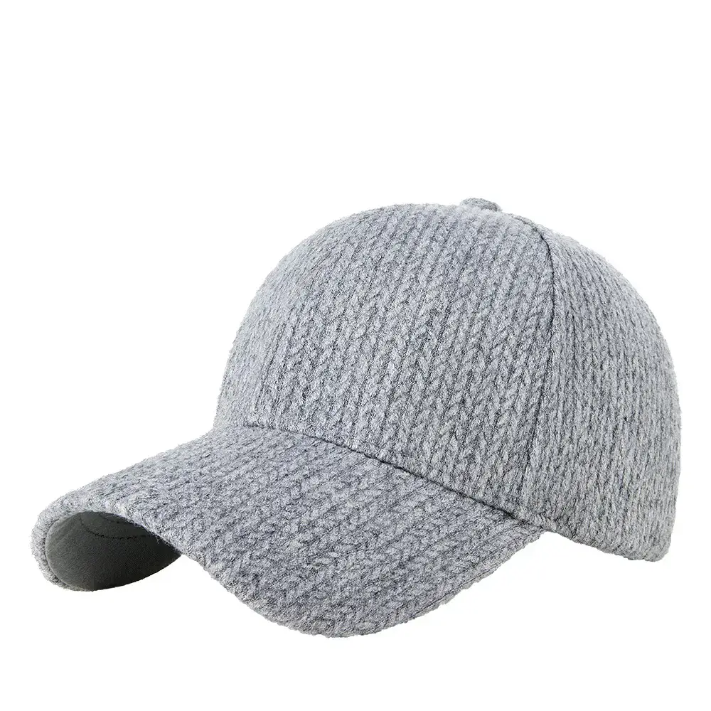 Grey Knit Baseball Cap for Men Winter Warm Windproof - Image 8